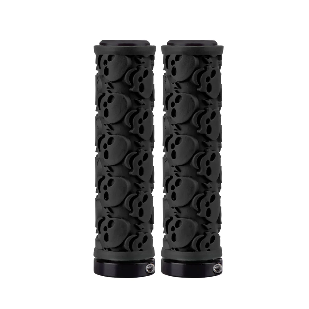 

Skull Pattern Carved Handle Grips Anti-slip Wear-resistant Rubber Handlebar Electric Bike