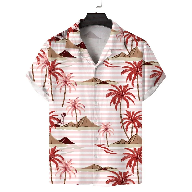 

Palms Hawaiian Shirt Men Loose 3d Printing Plants Short Sleeves Beach Party Street Casual Tops Lapel Shirts Summer Clothing