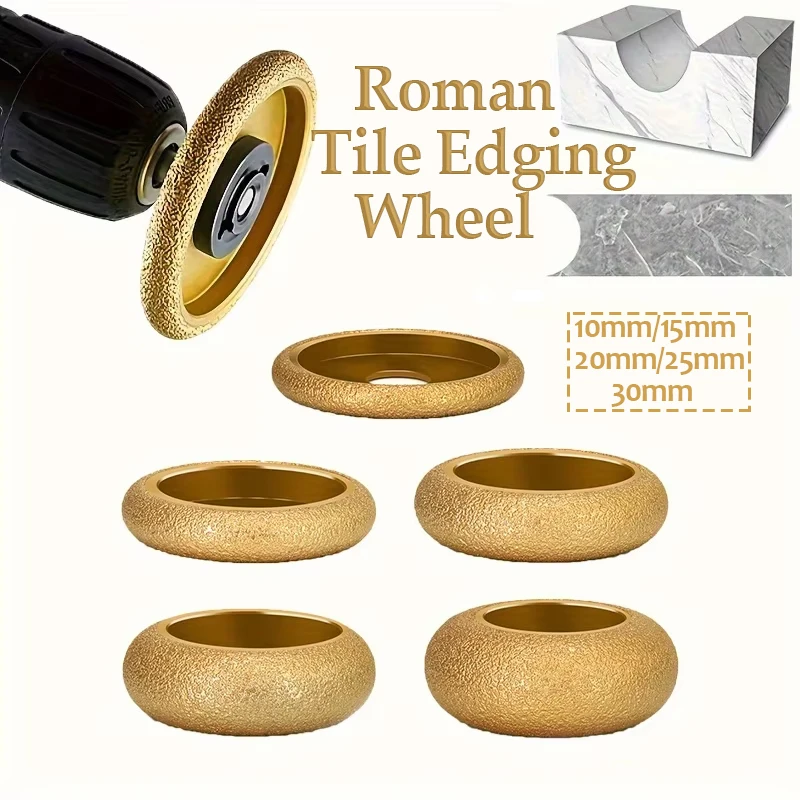 1pc 75mm Vacuum-Brazed Diamond Roman Column Wheel 20mm Bore Roman Column Edge Ceramic Shaping Tool for Quartz Marble Granite