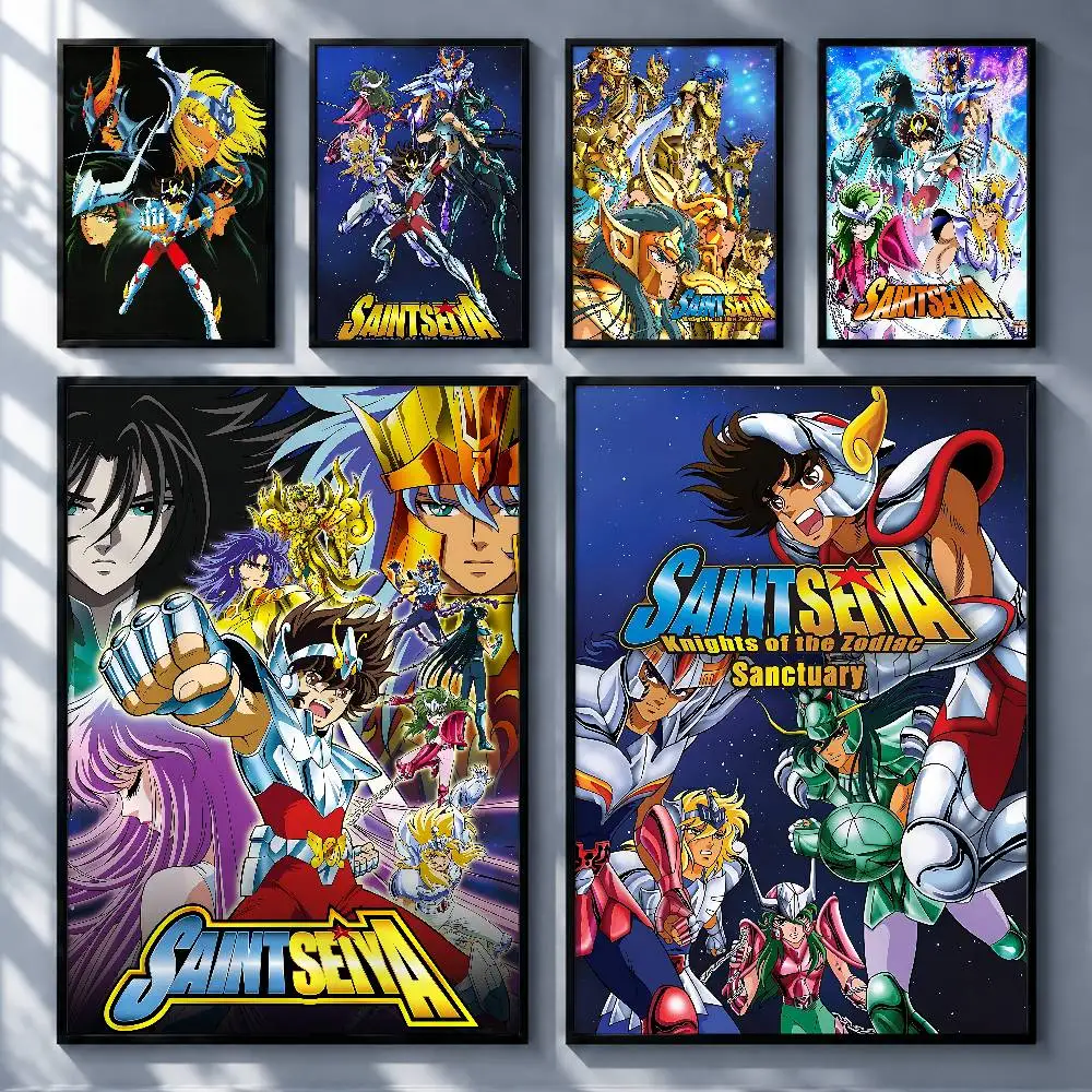 Classic Anime Saint Seiya Posters Premium Self-Adhesive No Residue Wall Sticker for Home Office Bar Decor