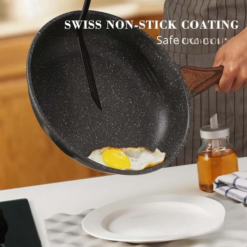 Nonstick Frying Pan Skillet, Swiss Granite Coating Omelette Pan (8/9.5/10/11/12.5 Inch) (9.5 Inch)