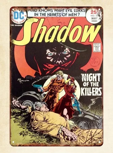 The Shadow Comic 1975 Metall-Blechschild, ungerahmt, Wandkunst-Dekor – Aluminium