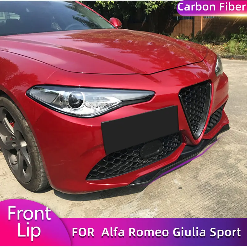 Carbon Fiber Front Bumper Lip Spoiler for Alfa Romeo Giulia Sport Sedan 4-Door 2015-2020 Car Front Lip Chin Apron Guard Body Kit