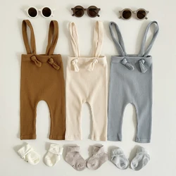 Toddler Fall Clothes Baby Pants Pure Cotton Jumpsuit Basic Elasticity Pants Girls Boys Pp Pants Baby Strap Overalls 0-18M