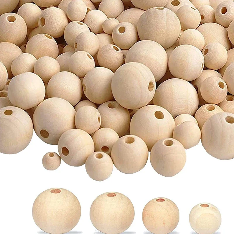 6-50mm 1-1000pcs Natural Wood Beads Round Spacer Wooden Pearl Lead-Free Balls Charms DIY For Jewelry Making Handmade Accessories