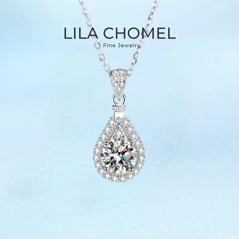 

Women Valentine's Day 18K White Gold Wedding Necklaces 1/2/3/5CT Moissanite Diamond Pendant PT950 Platinum Girl Birthday Gift