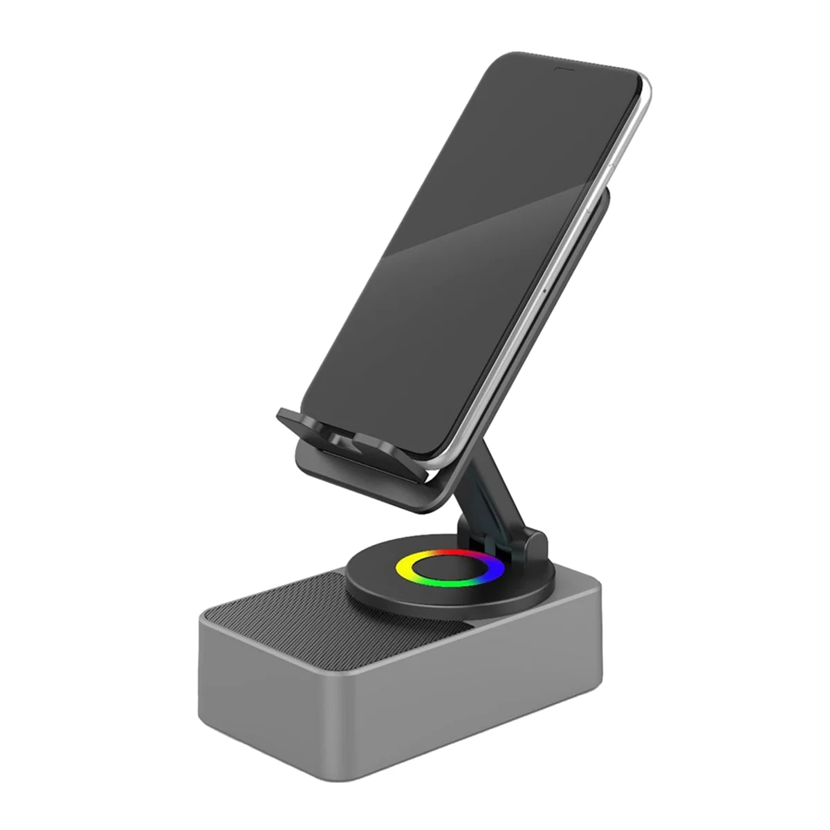 AC22 Lifting and Rotating Three-in-One Mobile Phone Holder Bluetooth Speaker Mobile Phone Holder with Bluetooth Speaker Gray