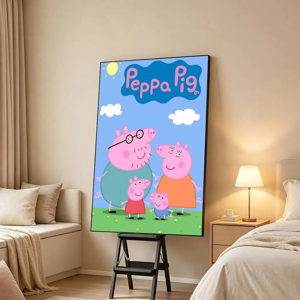 Peppa Pig C-Cartoon P-Pink Poster High Quality Dorm Living Room Aesthetic Wall Decoration Painting Stickers Gift view 2