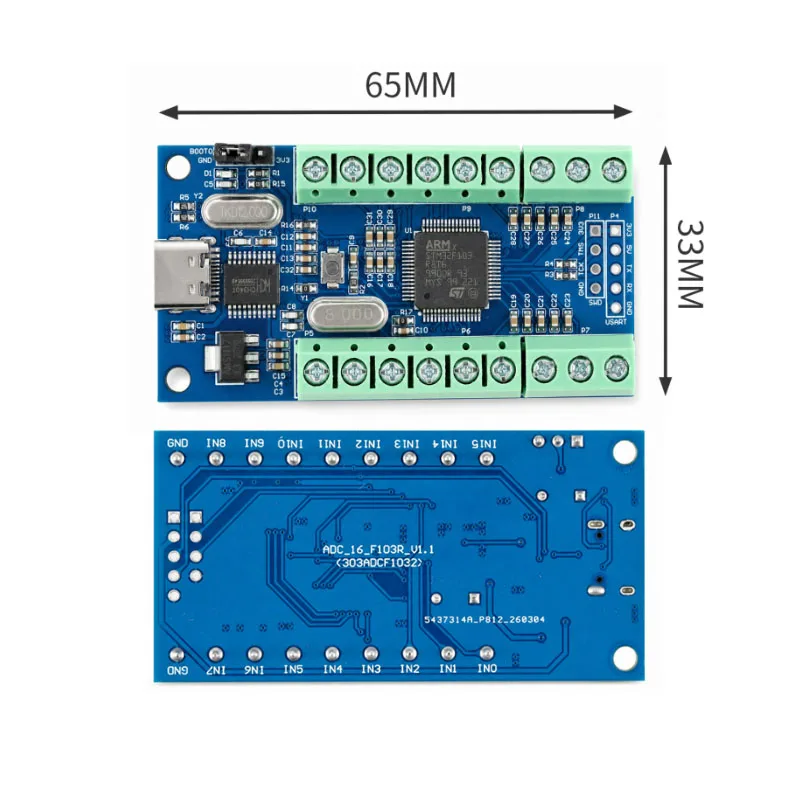 12Bit USB Interface Channels 10 16 Channel Bit AD Sampling ADC Data Acquisition STM32 UART Communication Module 3.3V 5V