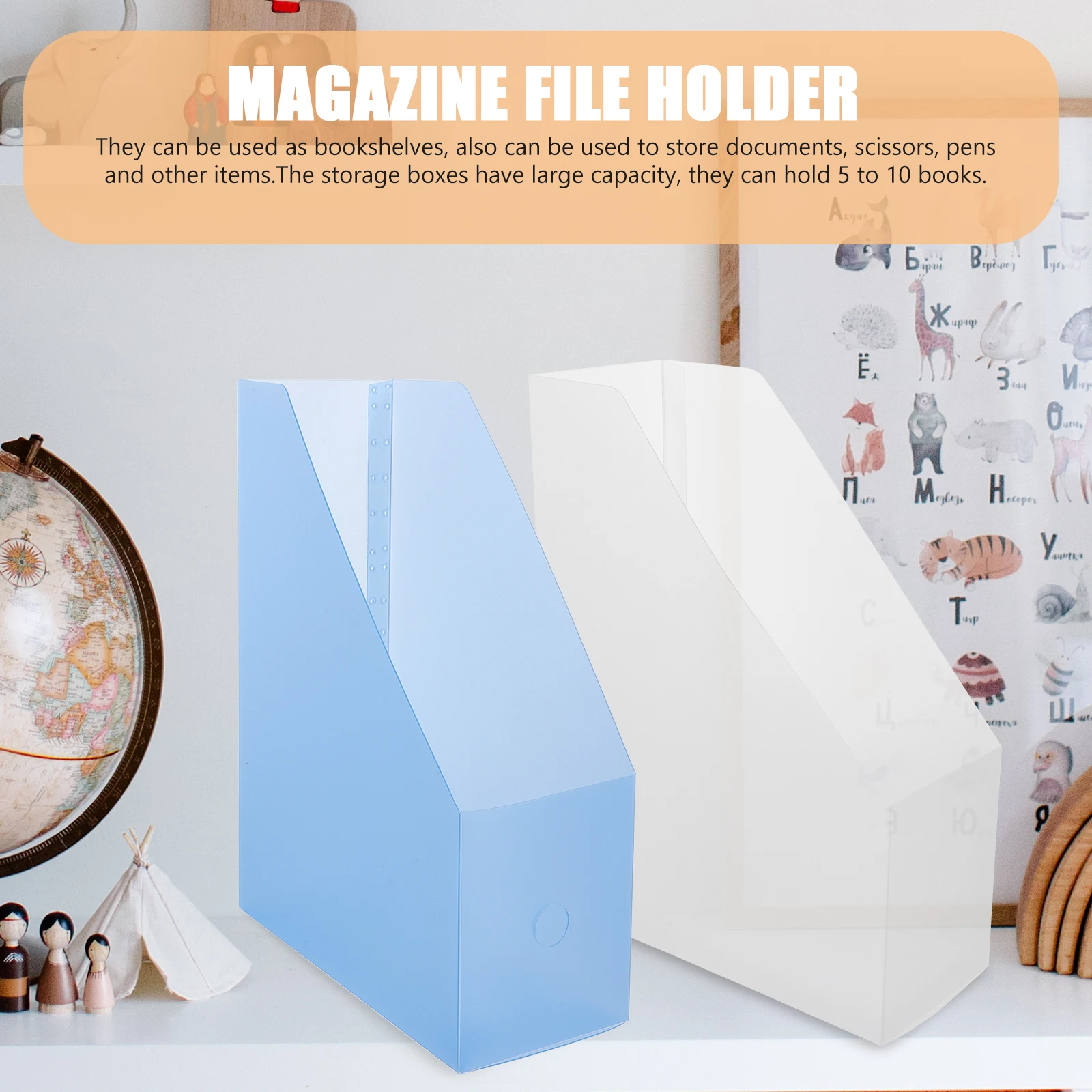 

3pcs Book Boxes Magazine Holder Plastic Large Capacity File Holders Desk Paper ganizer Magazine Storage Shelf Documents Plastic