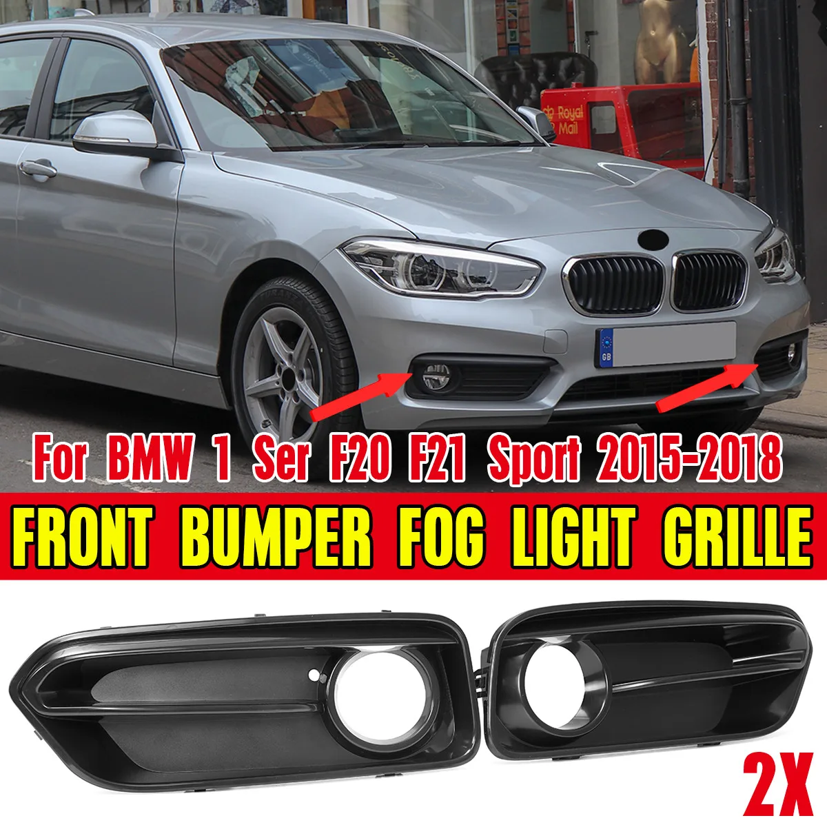 

1 Pair Front Fog Light Grille Cover For BMW 1 Series For BMW 1 Ser F20 F21 Sport 2015-2018 FRONT BUMPER OPEN FOG LIGHT GRILLS