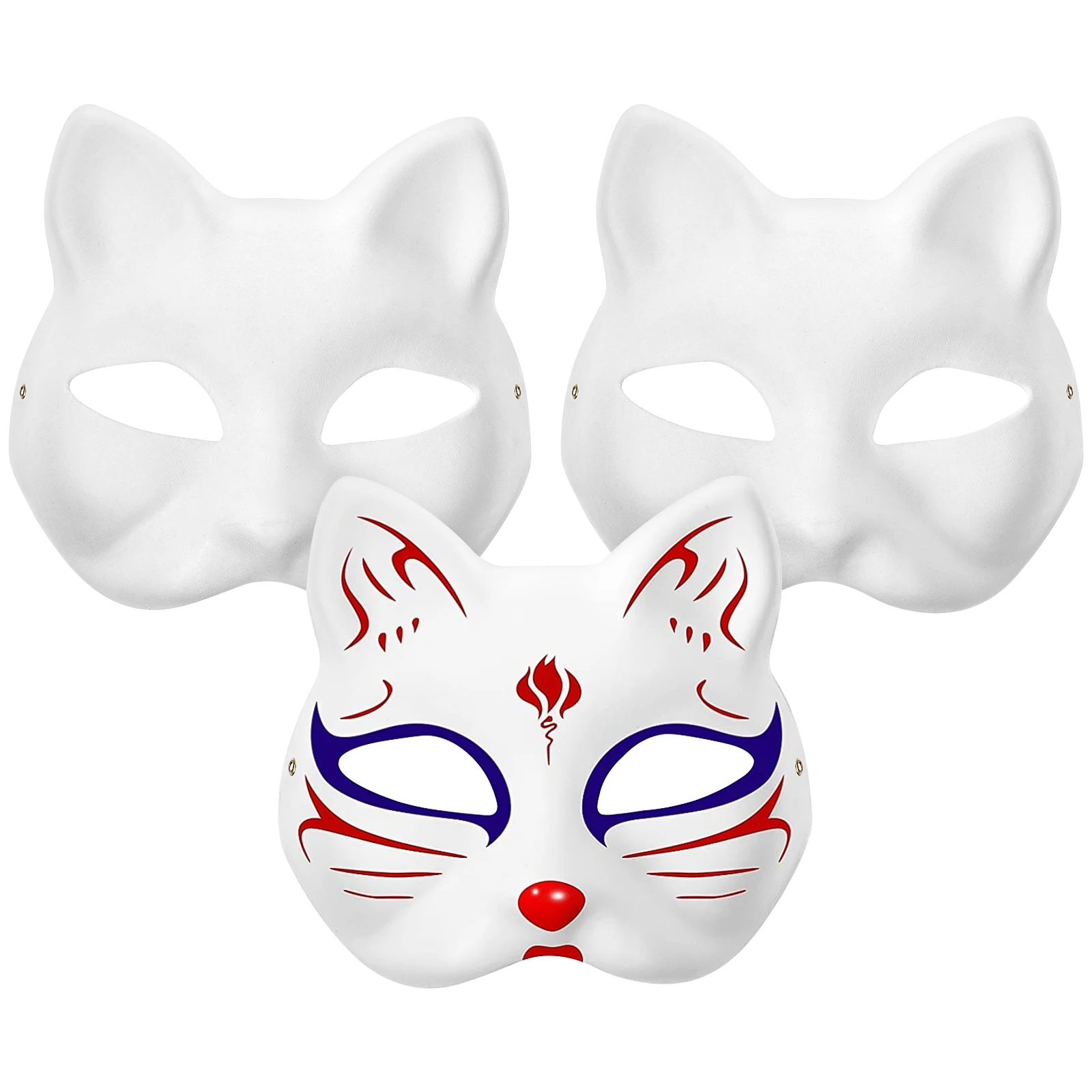 

Blank Hand Drawn Mask Cat Masquerade Halloween Diy Masks Facial Vintage Make Your Own Plain White