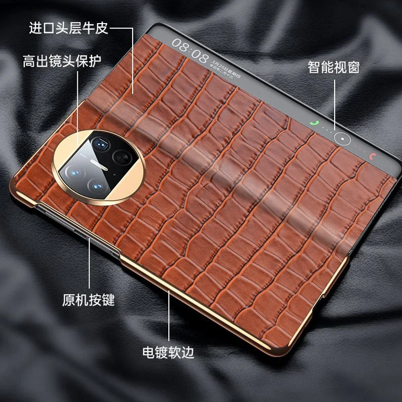 

Luxury Genuine Leather Magnet Clasp Phone Cases For Huawei Mate X3 Matex3 Kickstand Holster Cover Case