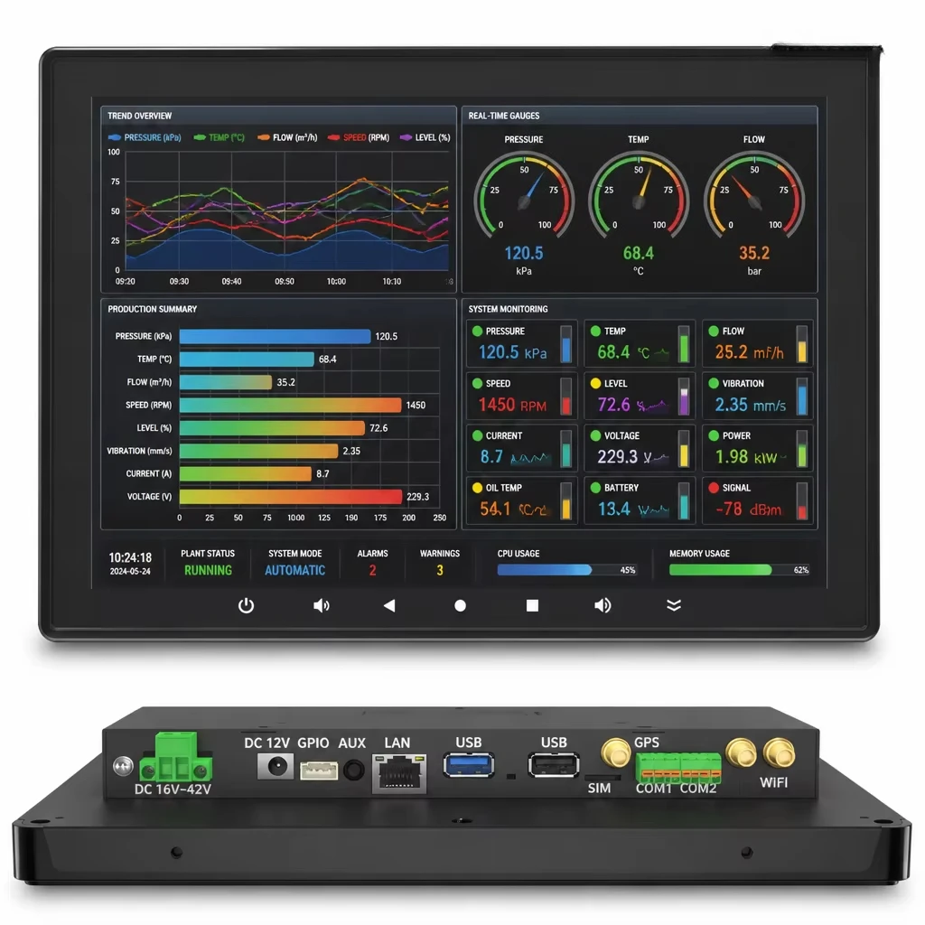 Flush Mount Android All-in-One 7/10.1/15.6/21.5 Inch RK3562 RK3568 Marine Ship Navigation Control Monitoring Display