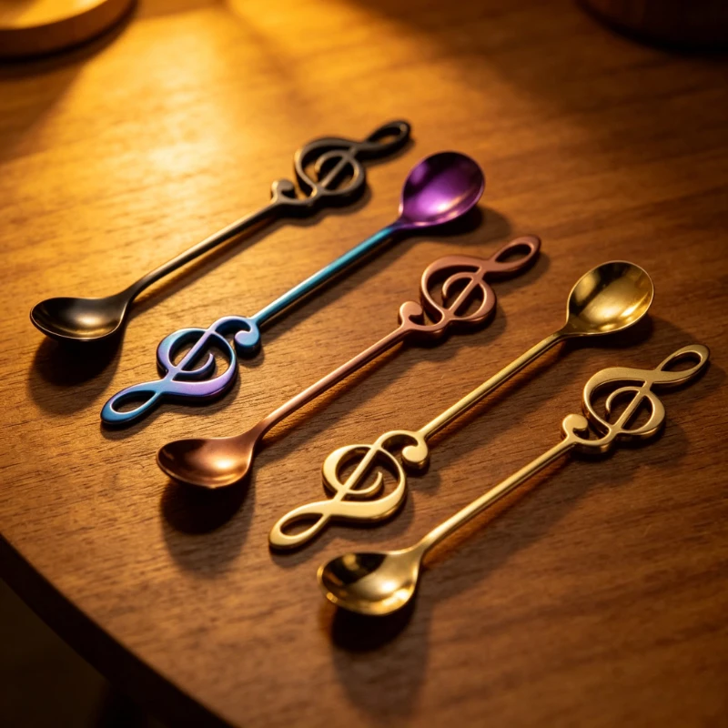 Creative Musical Note Coffee Spoon Stainless Steel Stirring Spoon Ice Cream Dessert Teaspoon Unique Kitchen Tableware Accessory