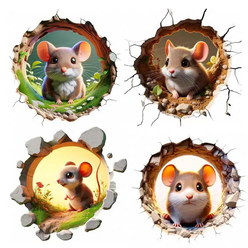 Cute Mouse Wall Sticker Toilet Lid Stickers, Bedroom Entrance Living Room Porch Home Decora Waterproof Decals Stickers M1578