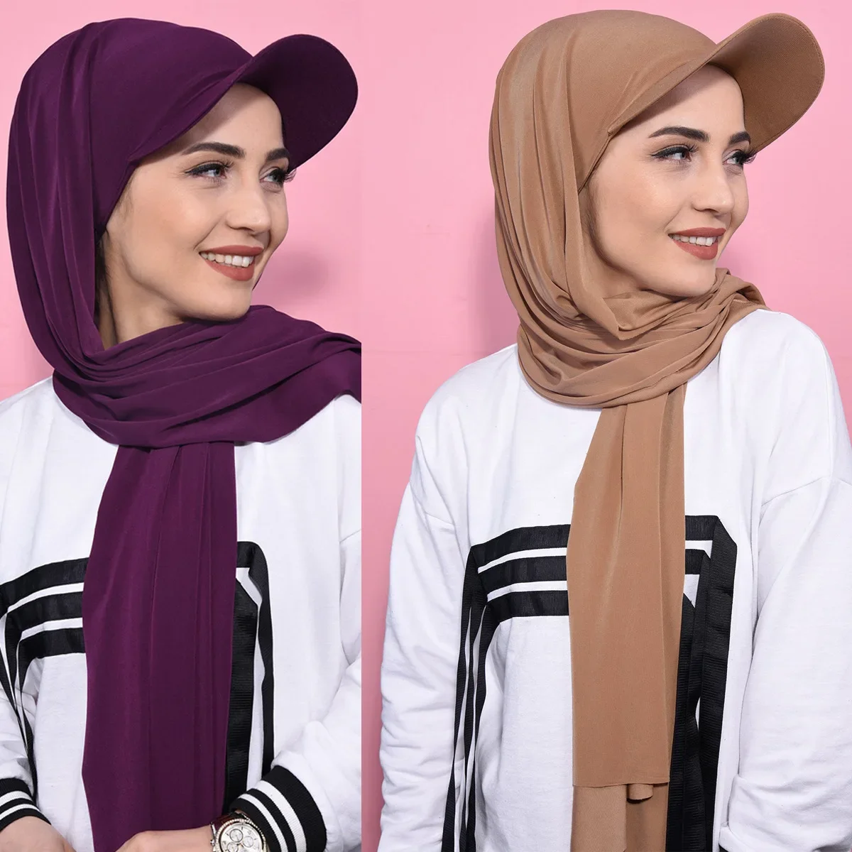 New Ready To Wear Instant Jersey Sport HIjabs for Woman Jersey Hijab with Base Ball Cap Summer Sports Cap with Bonnet Hijab