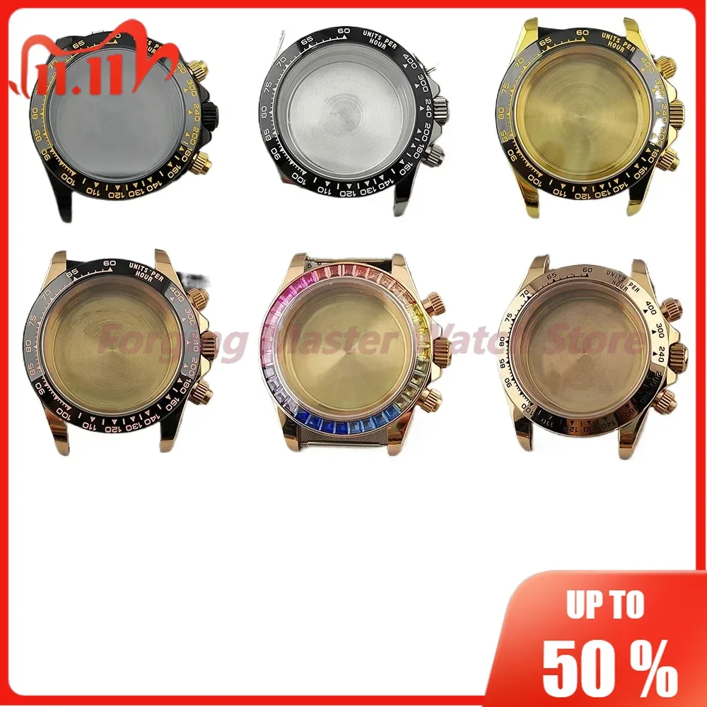 

39mm watch case accessory, stainless steel case, ceramic bezel, suitable for VK63 quartz movement