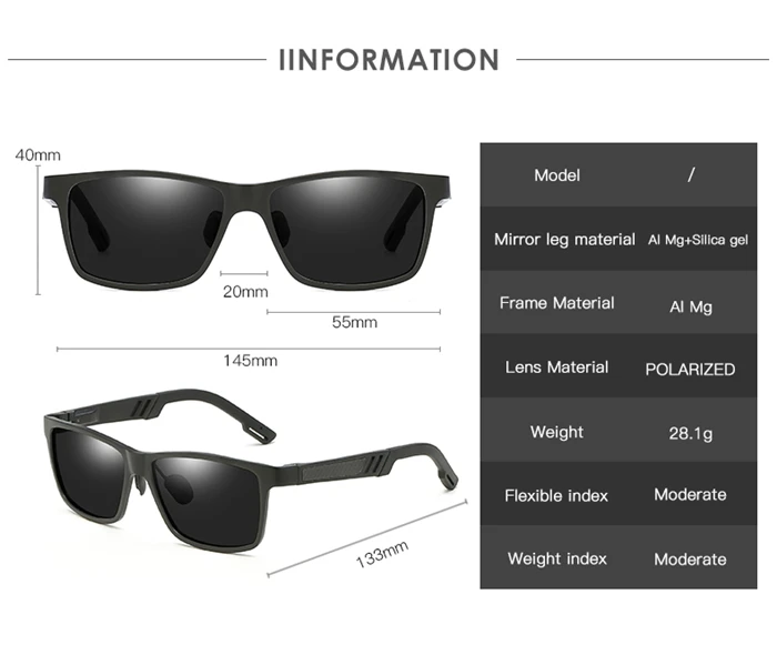 Nachtsicht linse quadratische Myopie Sonnenbrille Männer polarisiert Aluminium Magnesium fahren verschreibung pflicht ige Brille 0-150-639 bis-0,5 – Detail 5