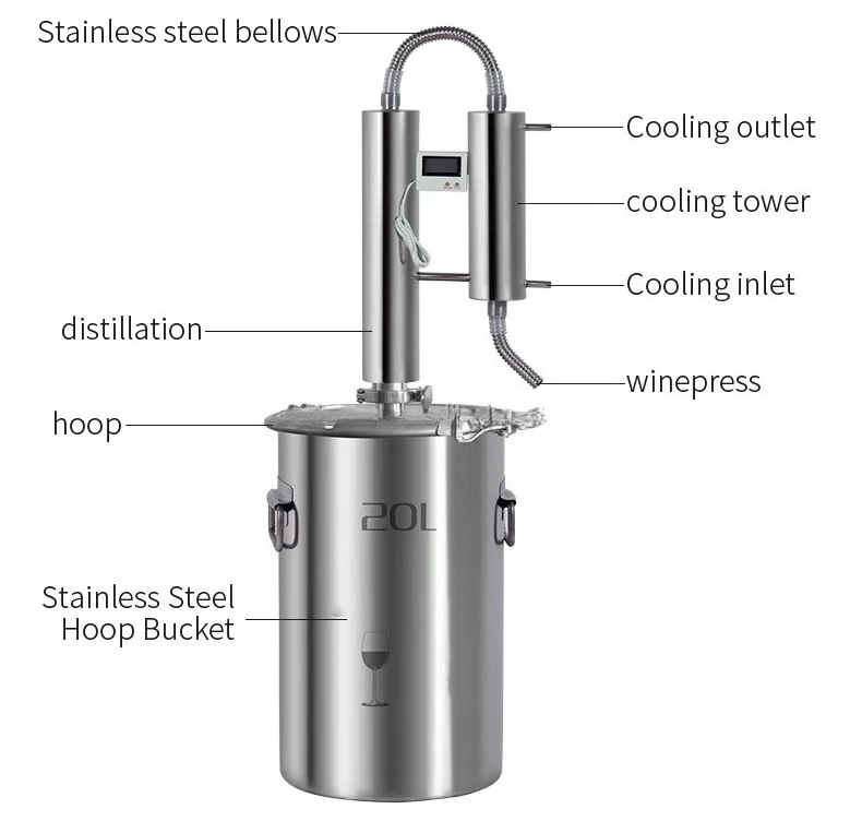 Hot Sale Alcohol Distiller Wine Making Kit Water Distiller Moonshine Still Home Brewing Equipment