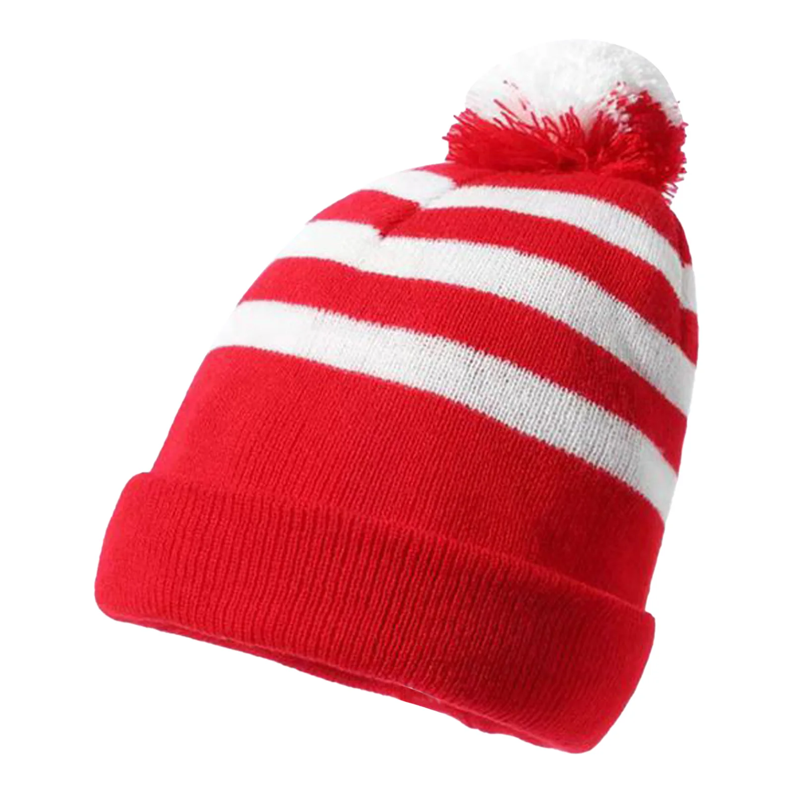 

1Pc Adults Unisex Christmas Party Hat with Pom Pom Beanie Hat Christmas Santa Cuff Knit Hat for New Year Xmas Party Cap Headwear