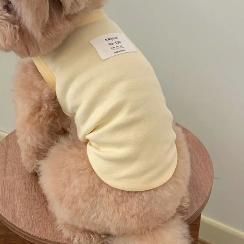Summer Teddy Bottom Shirt Pet Sleeveless Vest Bichon Solid Color Pullover  Schnauzer Casual T-Shirt Solid Color Dog Clothes