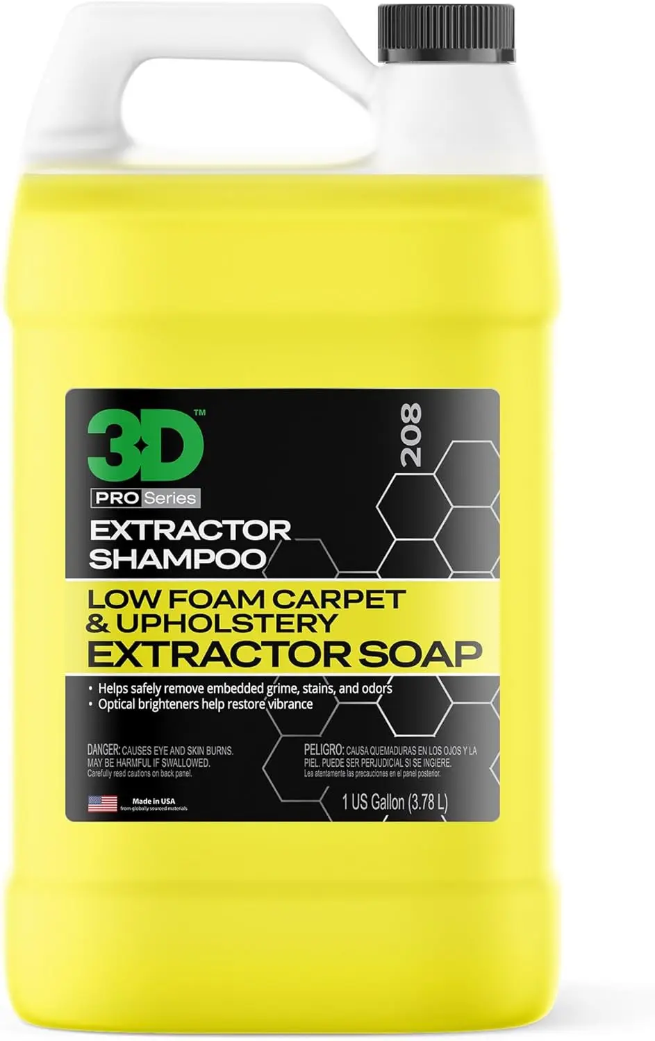 

3D Extractor Carampoo for Machine Use - Low Foam, No Residue Upholstery Cleaner & Stain Remover 1 Gallon