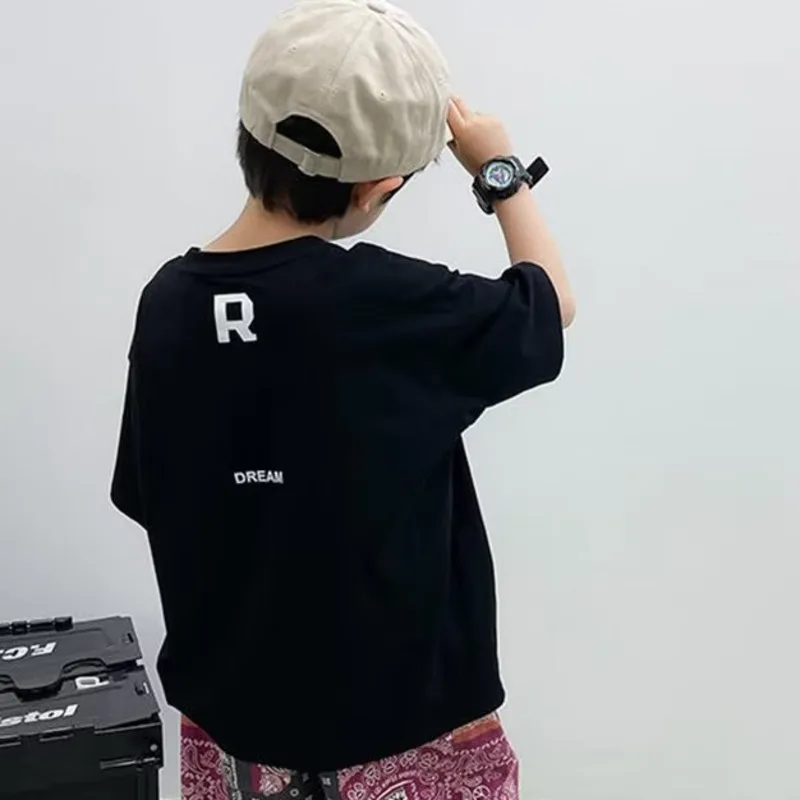 

Versatile Trend Five-point Sleeve Print T-shirt New Ins Fashion Crewneck Summer Harajuku Loose Children's Wear