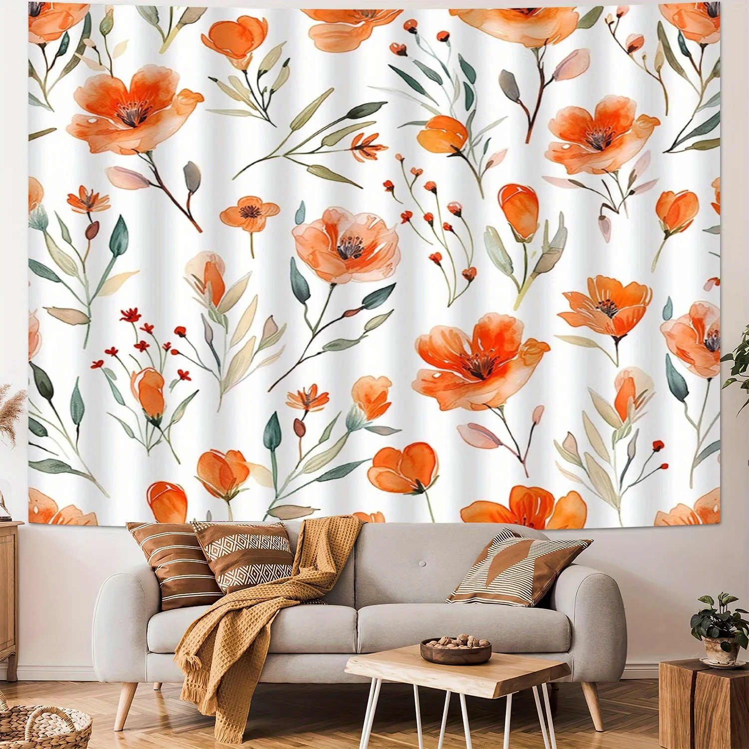 

1pcs Botanical Vintage Herb Floral Pattern Wall Hanging, Polyester Wall Hanging for Living Room Bedroom Wall Hanging Decoration