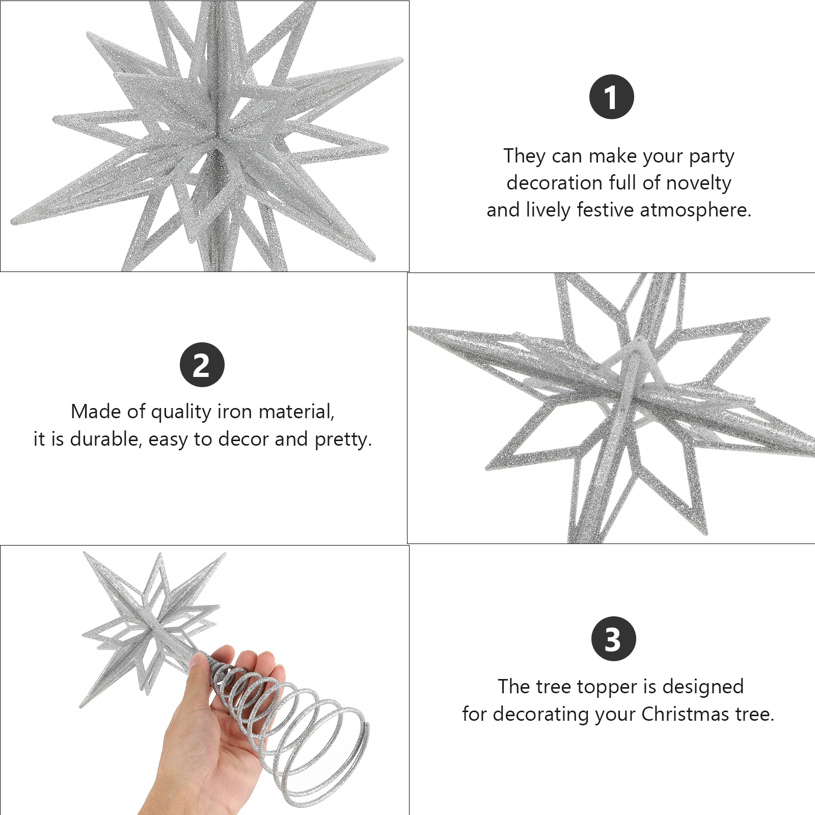 

Christmas Tree Top Star Iron Decorations Classic Design Festive Party DIY naments Treetop Decor Christmas Adornment