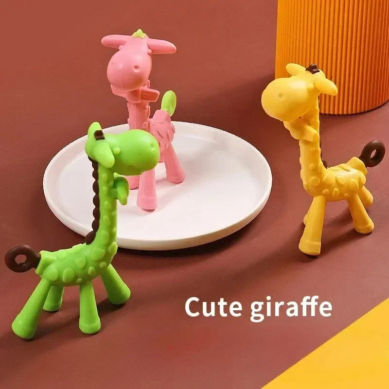 Cartoon Giraffe Baby Teethers Infant Teeth Grinding Toys Bite Bite Joy Newborn Silicone Food Teeth Grinding Rod Baby Accessories