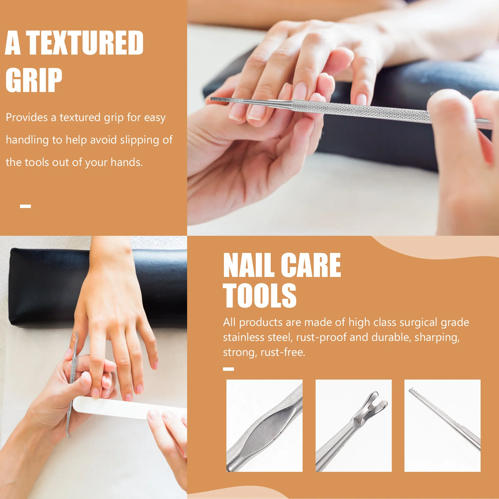 

3 Pcs Manicure Nail Remover Toenail Tools Treatment Silver Stainless Steel Cleaner