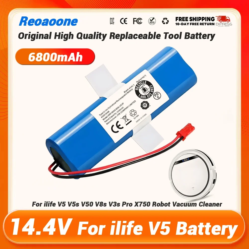 

14.4V 6.8Ah/12.8Ah Good Quality Battery For ilife V5 V5s V50 V8s V3s Pro X750 Robot Vacuum Cleaner 14.8V Rechargeable battery
