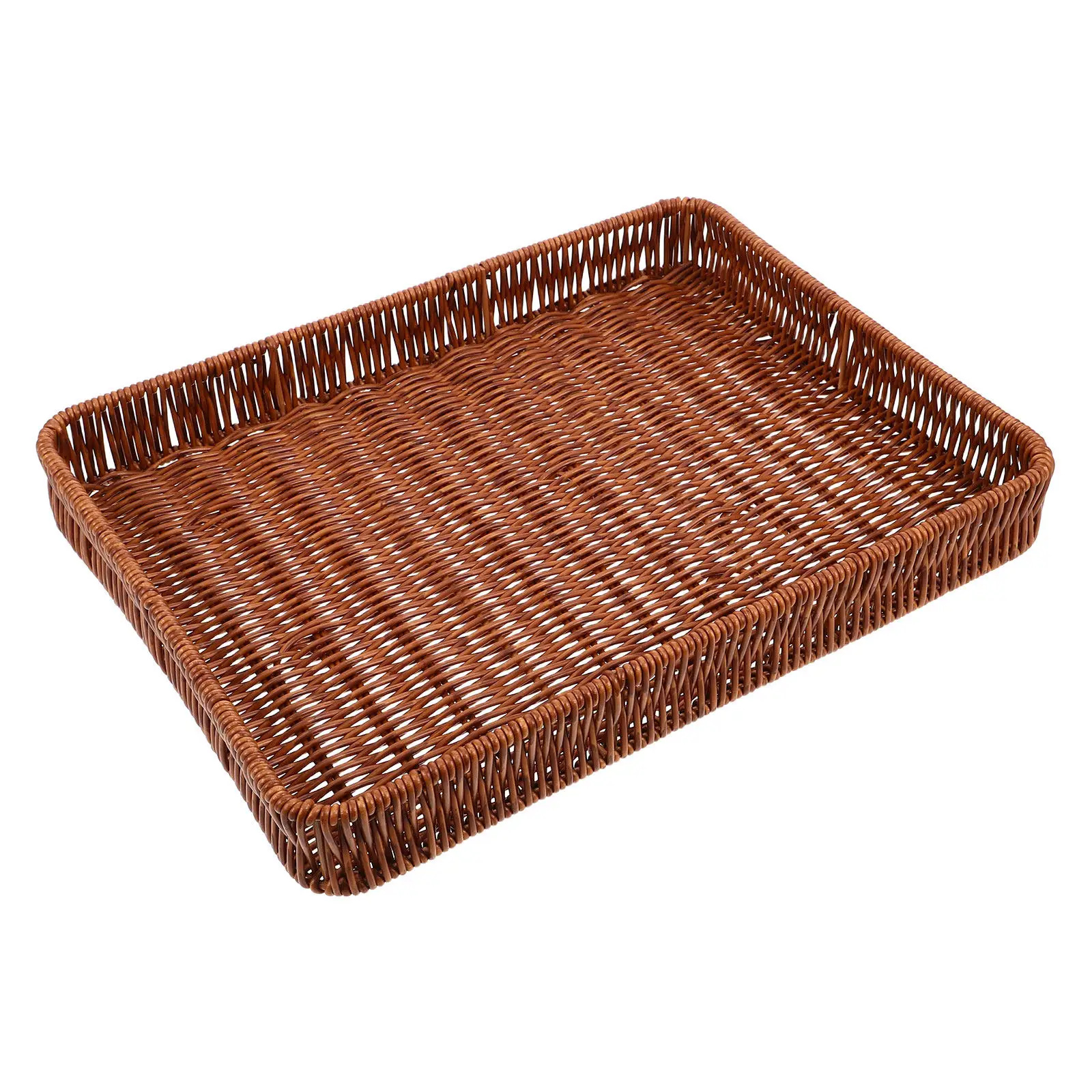 Flat Handwoven Bread Basket Serving Tray Multipurpose Woven Snack Fruit Storage Bin Countertop Display Basket for Home Kitchen — купить у AliExpress WW