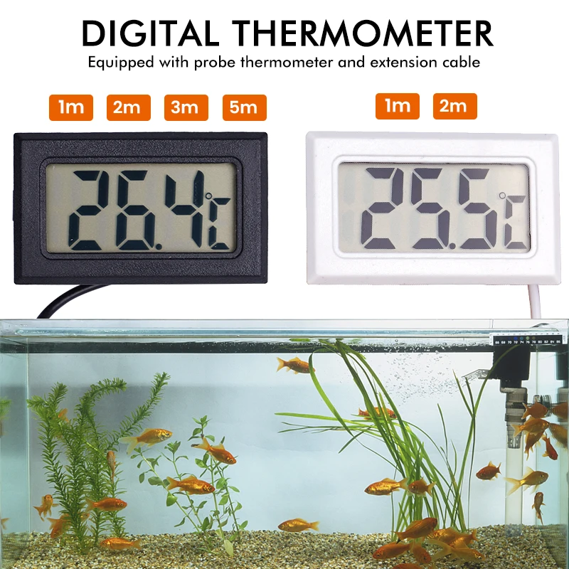 1m-5m Aquarium Thermometer Electronic Digital Display Thermometer Refrigerator Temperature NTC Sensor Meter Without battery