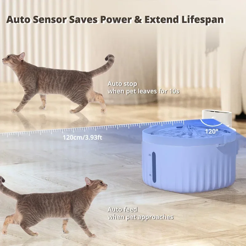 Automatic Cat Feeder with Motion Sensor and Filtered Water Fountain USB Cable/Battery Operated Cat Water Fountain Motion Sensor