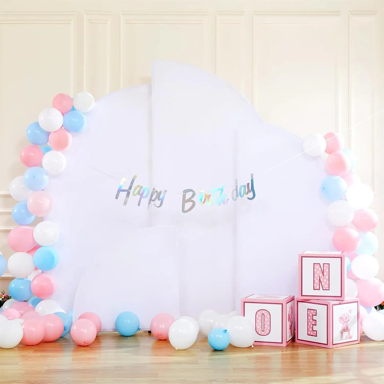Set of 4 Wedding Arch Stand Cover Spandex Round Top Chiara Arch Backdrop for Birthday Party Decoration Double Sided Background for Weddings