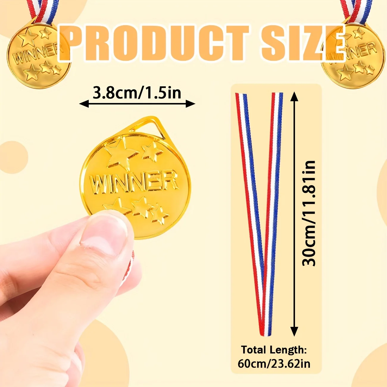 30/50pcs Plastic Gold Winner Award Medals Golden Medal Medals Mostly Used for Sports Events Competitions Props Rewards Party