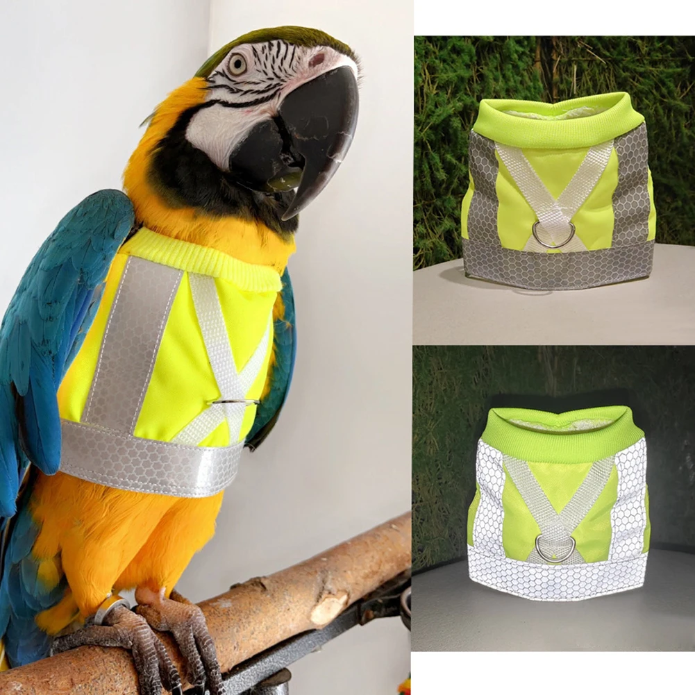 Bird Harness And Leash Adjustable Parrot Flight Harness Vest With Reflective Strip Waterproof Parrot Suit For Cockatiels Budgies