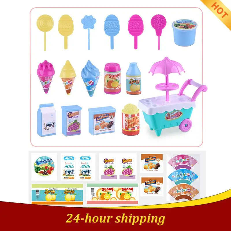 

Children Role Play Toys Mini Candy Cart Detachable Ice Cream Shop Cart Toy AN88