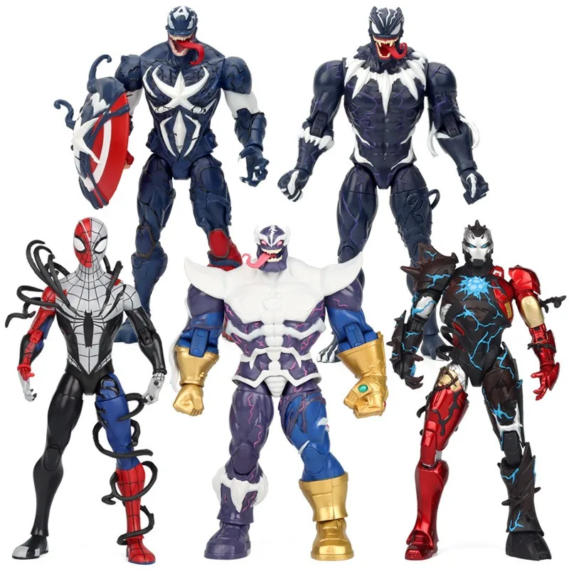 Nueva serie de Venom de Marvel Comics, Los Vengadores, Capitán Pantera, figuras de acción hechas a mano, juguetes retro de Spiderman, figura de anime de la leyenda de Marvel.