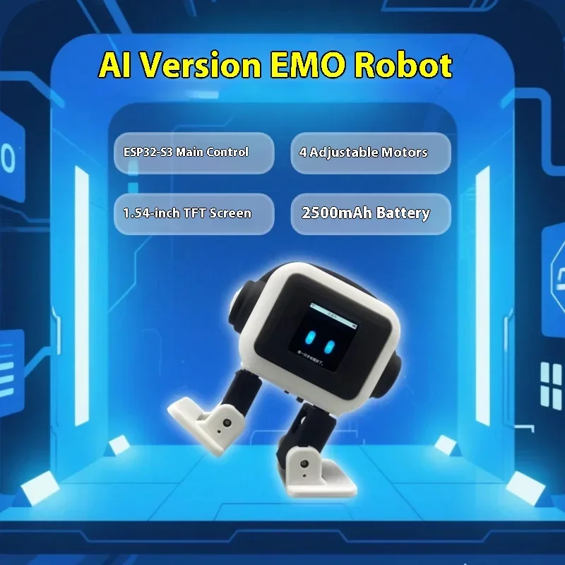 AI EMO Robot ESP32-S3 Main Control 1.54inch Screen Intelligent Interactive Robot Voiceprint Recognition Companion for Child Gift