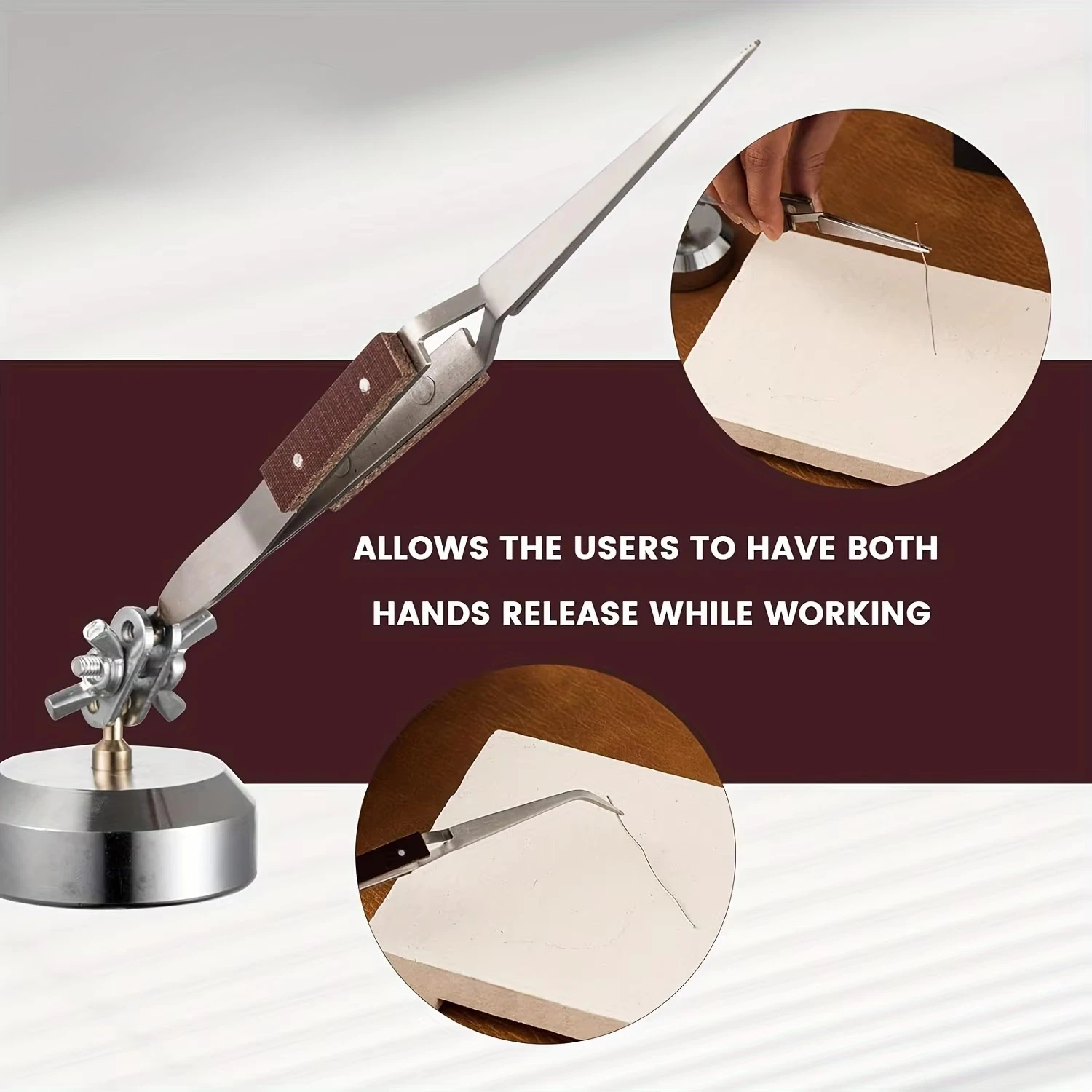 1pc/2pcs Straight Curved Soldering Tweezers Welding Tweezers with Cross Locking 360 Degree Rotation Round Bas