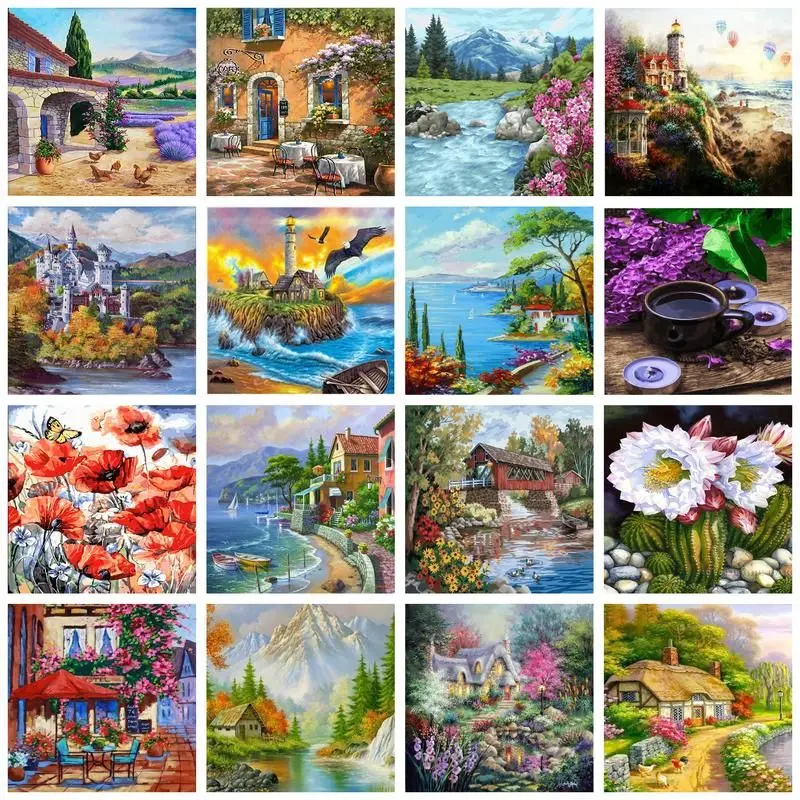 

CHENISTORY Paint By Number House Scenery DIY Frame Picture By Numbers Wall Art Unique Gift HandPainted For Living Room