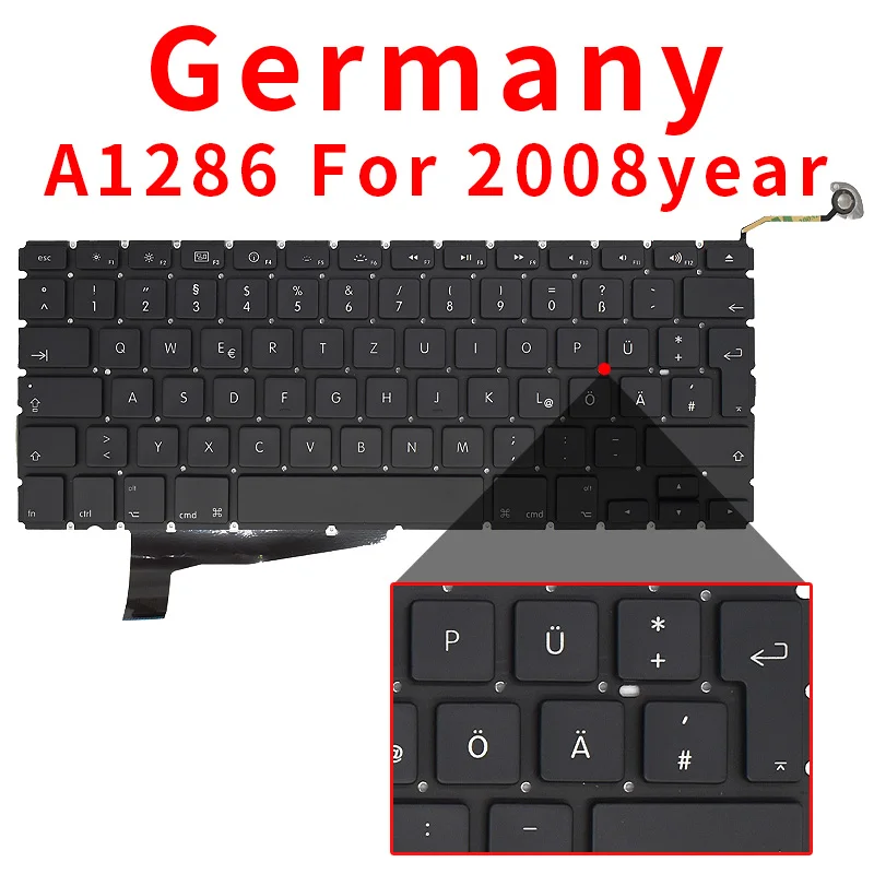 New A1286 For Macbook Pro 15" Replacement Keyboard US UK Russian French Spain Arabic Version 2009 2010 2011 2012 Year