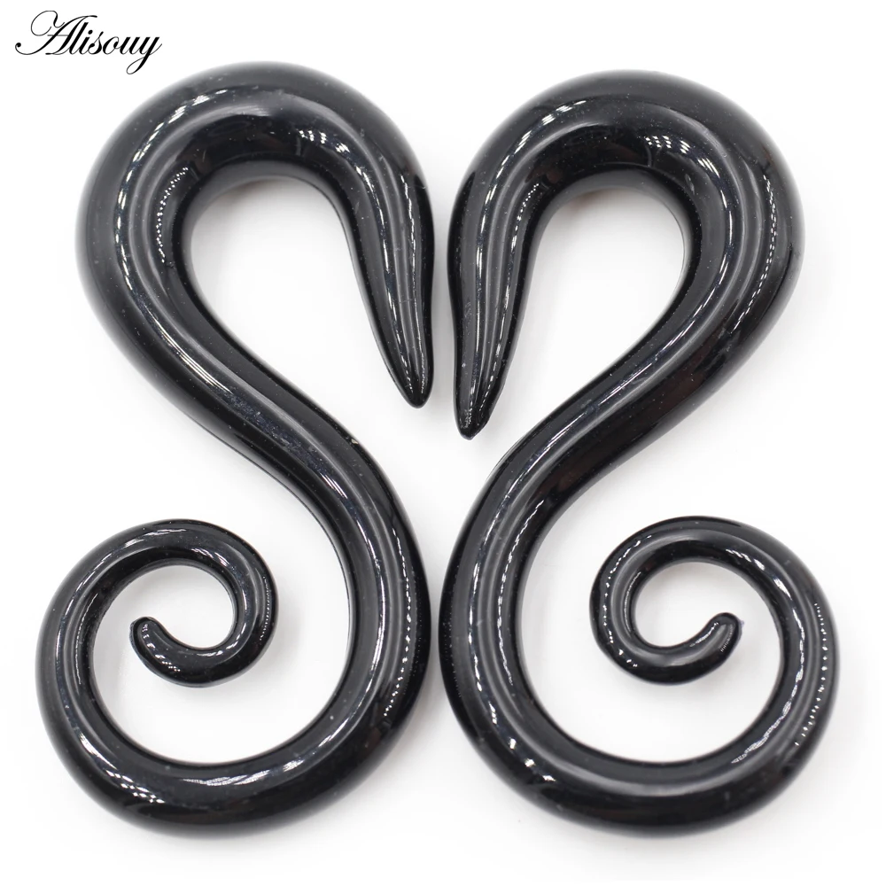 Acrylic Spiral Goat Horn Snail Ear Plugs, 2PCS