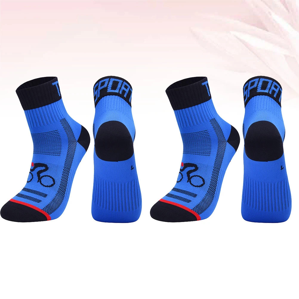 2 زوج تنفس الدراجات الجوارب منتصف الجورب سميكة النايلون شبكة المضادة للانزلاق الأزرق حجم 40-44 جوارب رياضية أداء للجنسين