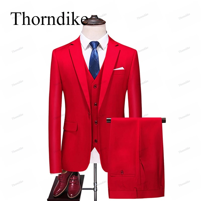 

Thorndike Men's Elegant Wedding Suit 3 Pieces Jacket Vest Pants Set Formal Business Prom Tuxedo Suit Costume Homme Slim Fit