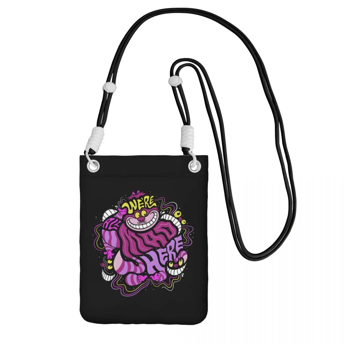 

Custom Cheshire Cat Mobile Phone Bag Cycling Camping Men Women Smiling Cat Small Crossbody Purse Smart Phone Wallet With Strap