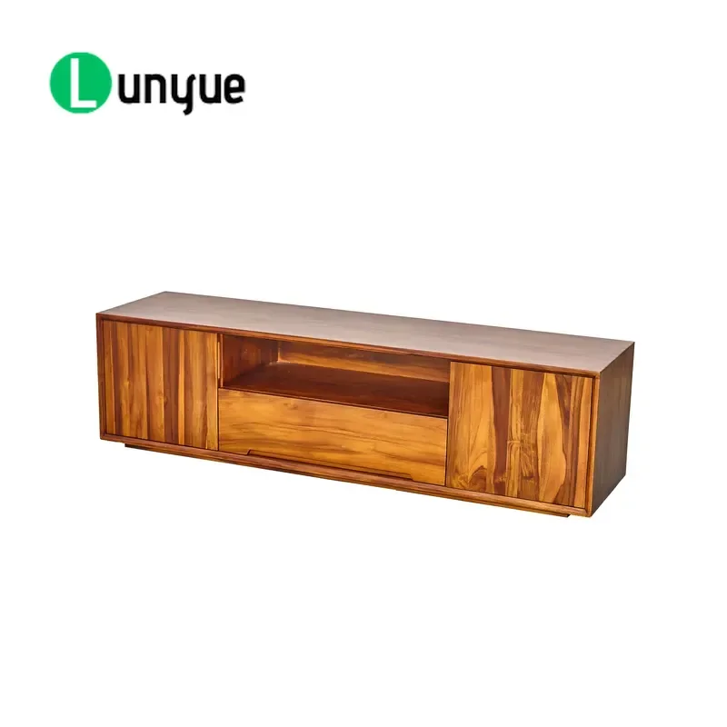 Modern Country Style Teak TV Cabinet 2 Doors 1 Drawer Eco Friendly Durable Wood Living Room Furniture for Home Hotel Chinese